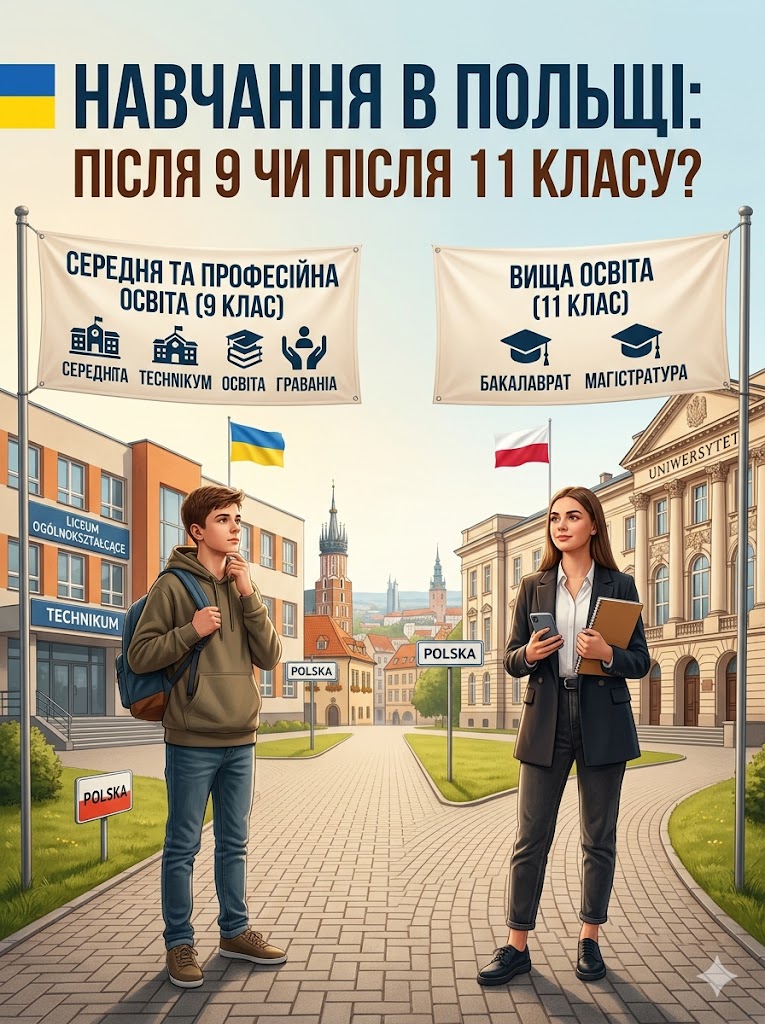 Навчання в Польщі після 11 та 9 класу – дві дороги, які легко переплутати